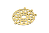 Brass Round Charm, 4 Raw Brass Flower Charm With 4 Loops, Findings (31x27x0.60mm) SMP0501