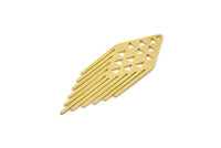 Brass Diamond Charm, 6 Raw Brass Diamond Charms With 1 Hole, Fringed Charms, Findings (45x15.5x0.60mm) SMP0503