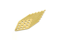 Brass Diamond Charm, 6 Raw Brass Diamond Charms With 1 Hole, Fringed Charms, Findings (45x15.5x0.60mm) SMP0503