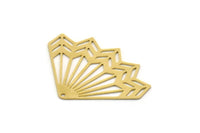 Brass Fan Charm, 2 Raw Brass Fan Shaped Charms With 1 Hole, Pendants, Findings (31x42x0.60mm) SMP0504