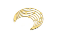 Brass Moon Charm, 2 Raw Brass Crescent Moon Charms With 2 Holes (44x21x0.60mm) SMP0507
