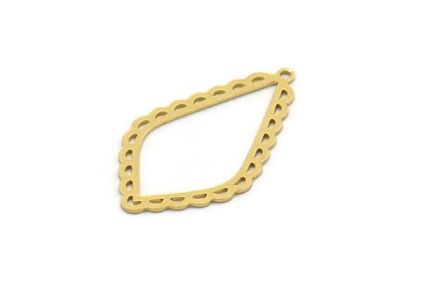 Brass Drop Charm, 6 Raw Brass Drop Shaped Charms With 1 Loop, Findings (32x19x0.60mm) SMP0509