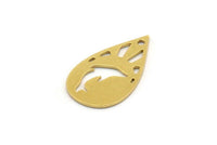 Brass Drop Charm, 12 Raw Brass Drop Charms With 1 Hole, Dolphin Charm, Findings (20.5x12x0.60mm) SMP0511