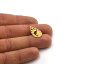 Brass Drop Charm, 12 Raw Brass Drop Charms With 1 Hole, Dolphin Charm, Findings (20.5x12x0.60mm) SMP0511