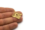 Brass Sun Charm, 6 Raw Brass Rising Sun Charms With 1 Loop, Sea Charms, Earring Findings (34x31x0.60mm) SMP0514