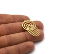 Brass Round Charm, 6 Raw Brass Round Charms With 1 Loop, Fringed Charms, Findings (36x20.5x0.60mm) SMP0518