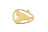 Brass Bull Charm, 8 Raw Brass Ox Head Shaped Charms With 1 Loop, Triangle Charms, Findings (19x20x0.60mm) SMP0520