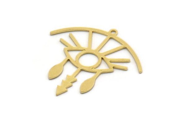 Brass Eye Charm, 8 Raw Brass Eye Charms With 1 Loop, Findings (30x29x0.60mm) SMP0524