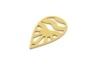 Brass Drop Charm, 12 Raw Brass Drop Charms With 1 Hole, Sun Charm, Findings (20.5x12x0.60mm) SMP0527