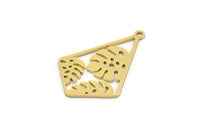Brass Diamond Charm, 8 Raw Brass Monstera Leaf Charms With 1 Loop, Findings (24.5x17x0.60mm) SMP0528