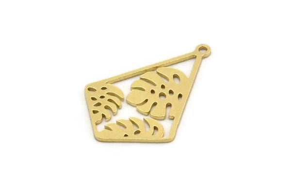 Brass Diamond Charm, 8 Raw Brass Monstera Leaf Charms With 1 Loop, Findings (24.5x17x0.60mm) SMP0528
