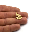 Brass Diamond Charm, 8 Raw Brass Monstera Leaf Charms With 1 Loop, Findings (24.5x17x0.60mm) SMP0528