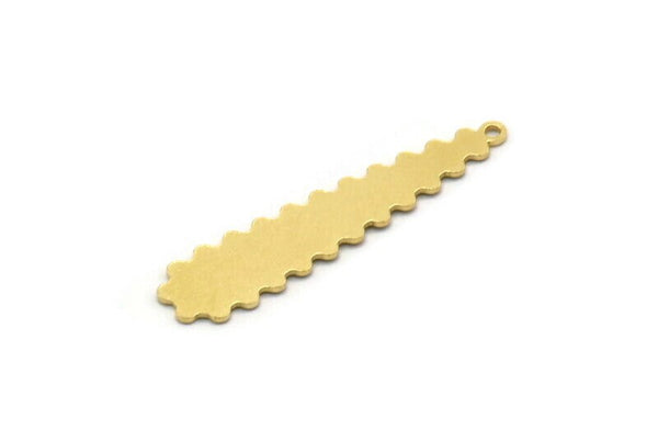 Brass Irregular Charm, 12 Raw Brass Irregular Shaped Charms With 1 Loop (33x8x0.60mm) SMP0529