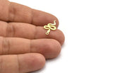 Brass Snake Earring, 12 Raw Brass Snake Shaped Stud Earrings With 1 Loop (19x11x0.60mm) A4090 A3774