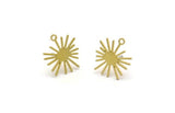 Brass Sun Earring, 8 Raw Brass Sun Stud Earrings With 1 Loop (15x14x0.60mm) A3654 A3020