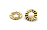 Brass Ring Earring, 6 Raw Brass Wavy Round Stud Earrings With 2 Holes (18x1mm) D892 A3779