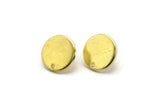 Brass Earring, 4 Raw Brass Round Stud Earrings (16x1.5mm) Y189 A3754