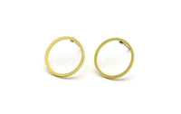 15mm Circle Earring, 12 Raw Brass Circle Stud Earrings (15x0.80mm) A3346 A3753