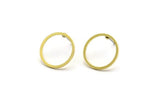 15mm Circle Earring, 12 Raw Brass Circle Stud Earrings (15x0.80mm) A3346 A3753