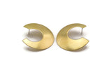 Brass Moon Earring, 4 Raw Brass Crescent Stud Earrings Without Hole (40x37x0.50mm) D880 A3762