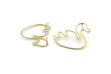 Brass Duck Earring, 4 Raw Brass Wire Duck Stud Earrings (40x36x1mm) E552