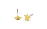 Brass Star Earring, 12 Raw Brass Star Shaped Stud Earrings (7x7x0.80mm) A6837