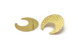Brass Moon Earring, 6 Hammered Raw Brass Horn Stud Earrings With 2 Holes (30x13.5x0.50mm) D1243 A6844