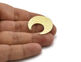 Brass Moon Earring, 6 Hammered Raw Brass Horn Stud Earrings With 2 Holes (30x13.5x0.50mm) D1243 A6844