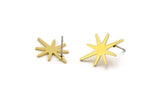 Brass Star Earring, 8 Raw Brass Star Shaped Stud Earrings (20x14x0.80mm) A6850