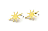 Brass Star Earring, 8 Raw Brass Star Shaped Stud Earrings (20x14x0.80mm) A6850