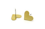 Brass Heart Earring, 8 Raw Brass Heart Stud Earrings (10x13x0.60mm) A4819 A6842