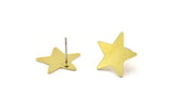 Brass Star Earring, 8 Raw Brass Star Shaped Stud Earrings (16x15x0.60mm) A6854