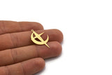 Brass Moon Charm, 10 Raw Brass Crescent Moon And Star Shaped Charms With 1 Loop, Findings (31x20x0.60mm) SMP0153