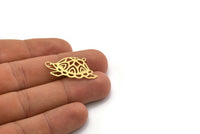 Brass Turtle Charm, 6 Raw Brass Turtle Shaped Charms With 1 Loop, Earring Charm Findings (17x32x0.60mm) SMP0154