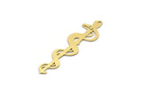 Brass Snake Charm, 8 Raw Brass Medical Snake Symbol Shaped Charms With 1 Loop, Pendants, Findings (43x11x0.60mm) SMP0159