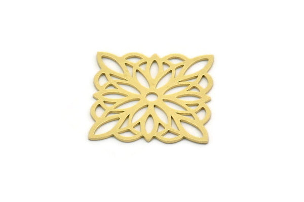 Brass Ethnic Charm, 4 Raw Brass Ethnic Motif Shaped Charms, Earring Charms (33x24x0.60mm) SMP0160