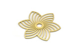 Brass Flower Charm, 2 Raw Brass Flower Shaped Charms, Charm Pendants, Earring Findings (36x32x0.60mm) SMP0162