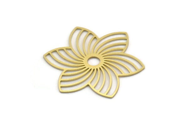 Brass Flower Charm, 2 Raw Brass Flower Shaped Charms, Charm Pendants, Earring Findings (36x32x0.60mm) SMP0162