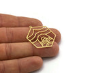 Brass Hexagon Charm, 4 Raw Brass Hexagon Shaped Charms With 1 Loop, Earring Findings, Geometric Charms (35x28.5x0.60mm) SMP0163