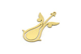Brass Tulip Charm, 8 Raw Brass Ottoman Tulip Motif Charms With 1 Loop, Pendant Charms (34x17x0.60mm) SMP0164