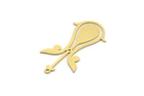 Brass Tulip Charm, 8 Raw Brass Ottoman Tulip Motif Charms With 1 Loop, Pendant Charms (34x17x0.60mm) SMP0164