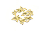 Brass Heart Charm, 4 Raw Brass Flower Charms, Findings, Pendants (27x30x0.60mm) SMP0166