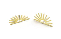 Brass Sun Earring, 8 Raw Brass Sun Stud Earrings (30x16x0.80mm) A3868