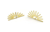 Brass Sun Earring, 8 Raw Brass Sun Stud Earrings (30x16x0.80mm) A3868