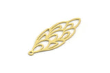 Brass Leaf Charm, 8 Raw Brass Leaf Charms With 1 Loop, Findings (33x12x0.60mm) SMP0172