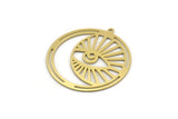 Brass Round Charm, 2 Raw Brass Eye Charms With 1 Loop, Charm Pendants (34x32x0.60mm) SMP0178