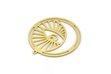 Brass Round Charm, 2 Raw Brass Eye Charms With 1 Loop, Charm Pendants (34x32x0.60mm) SMP0178