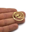 Brass Round Charm, 2 Raw Brass Eye Charms With 1 Loop, Charm Pendants (34x32x0.60mm) SMP0178