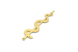 Brass Snake Charm, 12 Raw Brass Medical Snake Symbol Shaped Charms With 1 Loop, Pendants, Findings (40x10x0.60mm) SMP0183