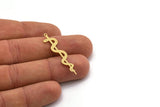 Brass Snake Charm, 12 Raw Brass Medical Snake Symbol Shaped Charms With 1 Loop, Pendants, Findings (40x10x0.60mm) SMP0183